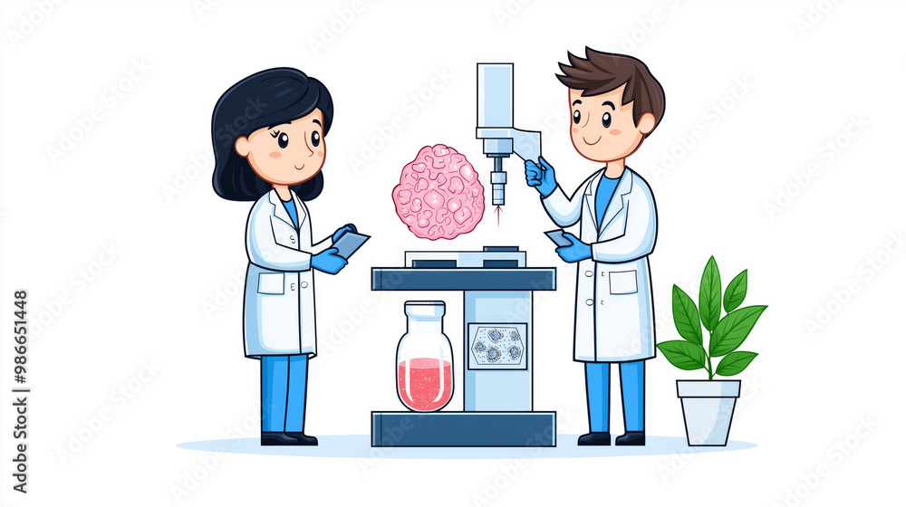 Scientists Working in Laboratory with Microscope Scientists Working in Laboratory with Microscope