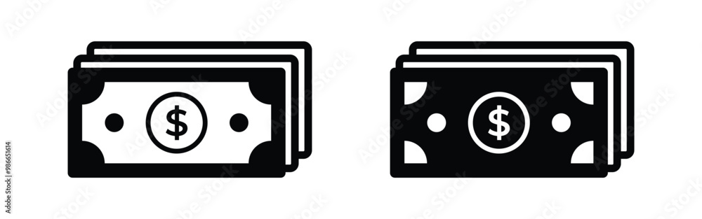 Vector Money Icon Set. Dollar Bills Icon Set Vector Money Icon Set. Dollar Bills Icon Set