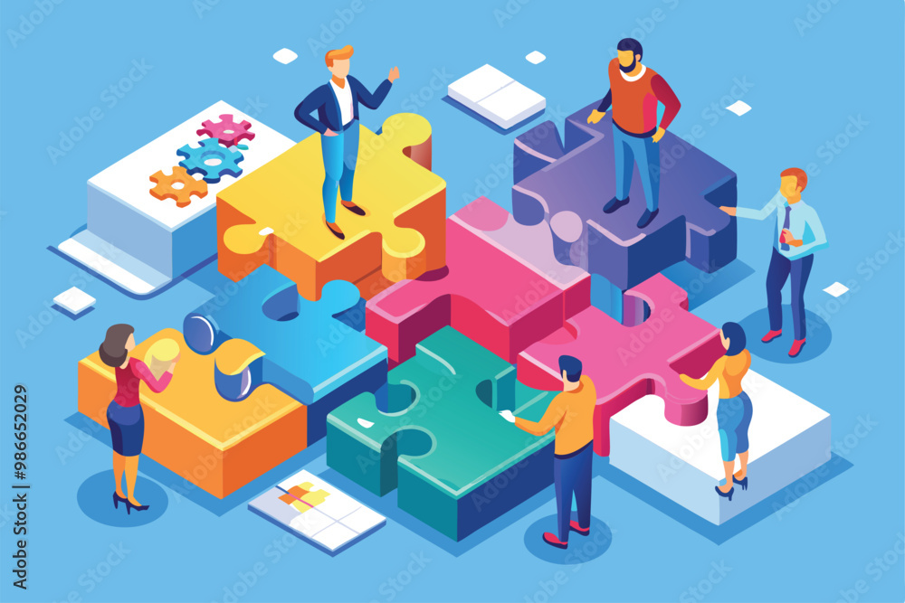 A diverse group gathers to work together on assembling an engaging puzzle in a creative environment, Collaborate to assemble a popular, 2D puzzle. A diverse group gathers to work together on assembling an engaging puzzle in a creative environment, Collaborate to assemble a popular, 2D puzzle.