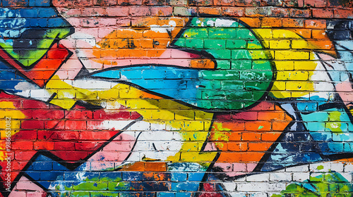 Vibrant graffiti texture a brick wall with bold colors and dynamic designs capturing the energy and creativity of urban street art