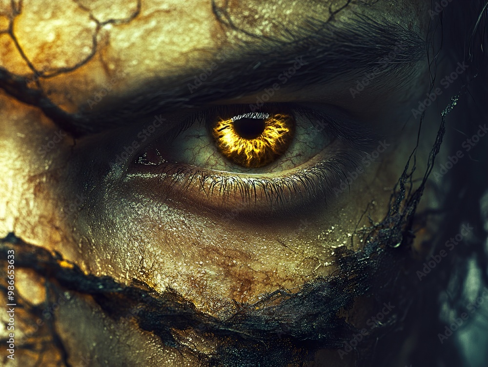 Close Up of a Creepy Golden Eye Close Up of a Creepy Golden Eye