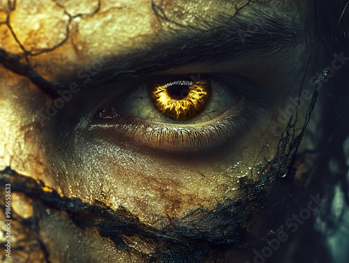 Close Up of a Creepy Golden Eye