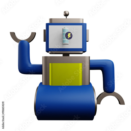 robot battery 3 D Illustration