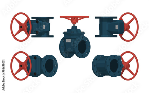 set of gate valve on white background