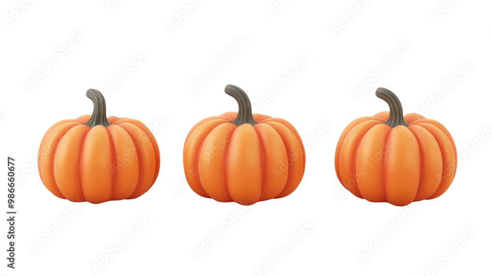 Three decorative pumpkins on a white isolated background, transparent background. Three decorative pumpkins on a white isolated background, transparent background.