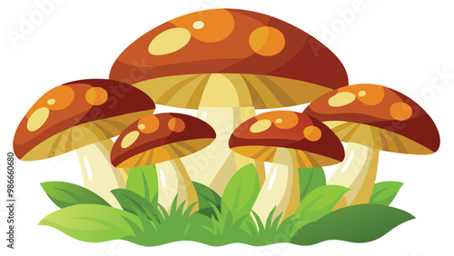 Group of mushrooms as vector illustration.