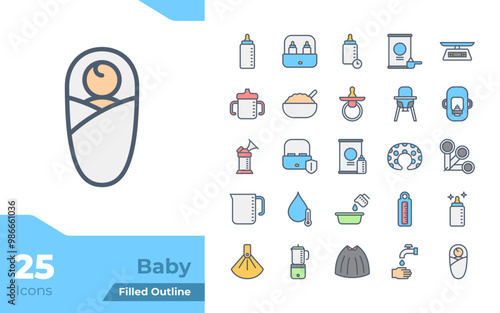 Baby Filled Color Icons