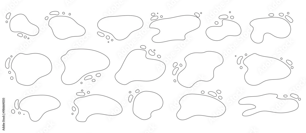 Set of organic forms irregular outline shapes. Modern liquid irregular spot. Vector round blot form graphic element. Set of organic forms irregular outline shapes. Modern liquid irregular spot. Vector round blot form graphic element.