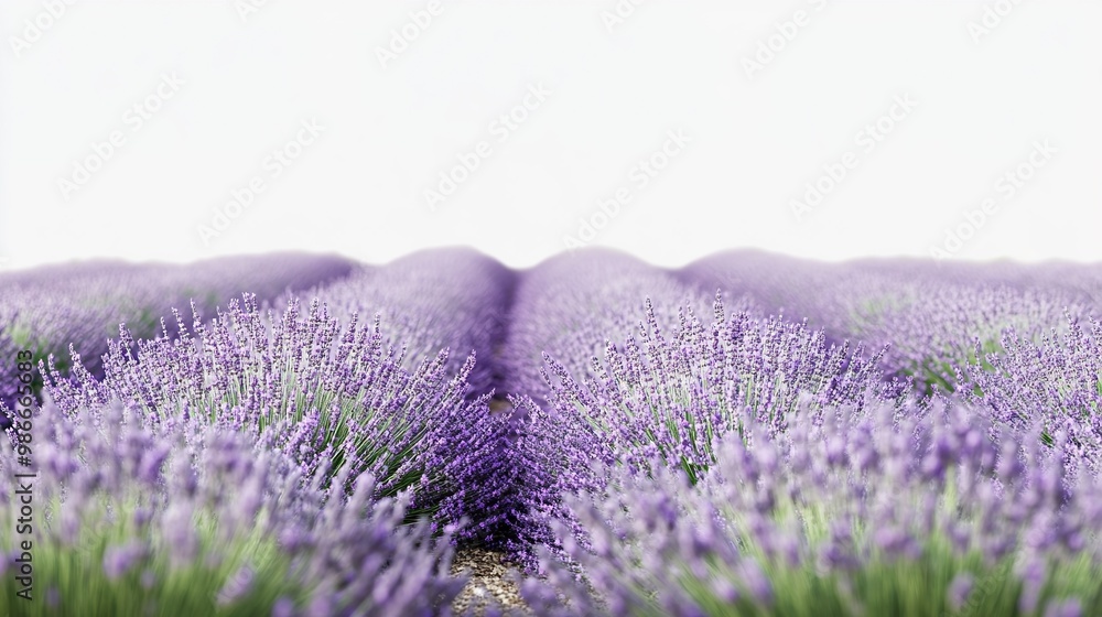 Obraz premium A field of lavender flowers with a white background