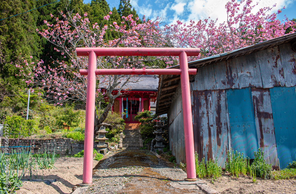 A small shrine in the countryside of Sendai, Miyagi, Japan A small shrine in the countryside of Sendai, Miyagi, Japan