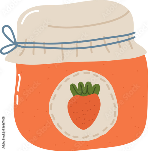 Handdrawn Strawberry Jam Jar