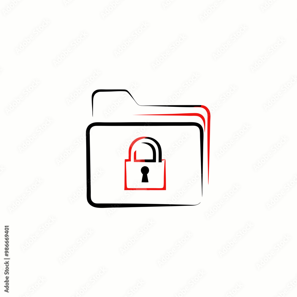 Folder with padlock symbol representing secure data storage Folder with padlock symbol representing secure data storage