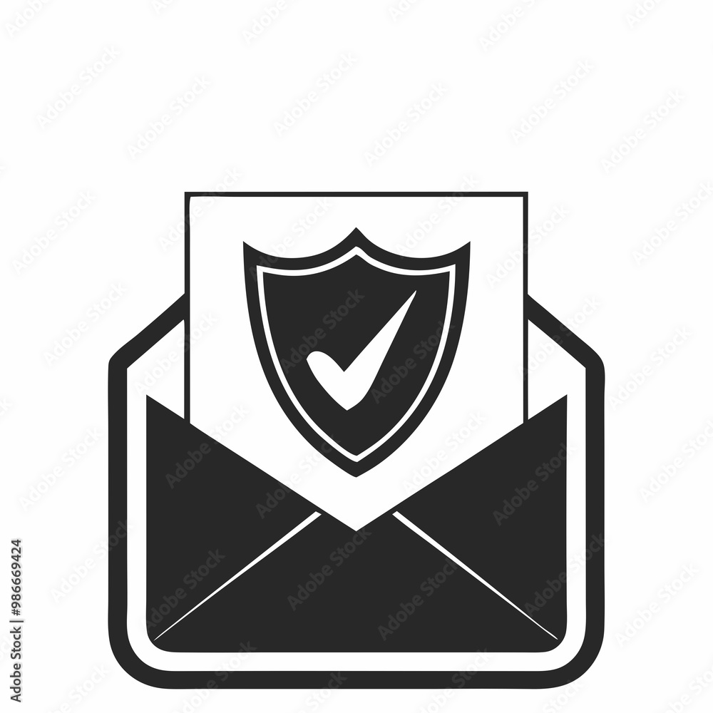 Verified email icon with a shield and check mark inside an envelope, representing secure communication, graphic design
Verified email icon with a shield and check mark inside an envelope, representing secure communication, graphic design