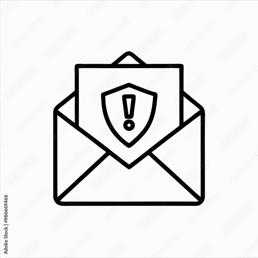 Email warning icon with a shield and exclamation mark inside an envelope, representing security alert, graphic design
Email warning icon with a shield and exclamation mark inside an envelope, representing security alert, graphic design