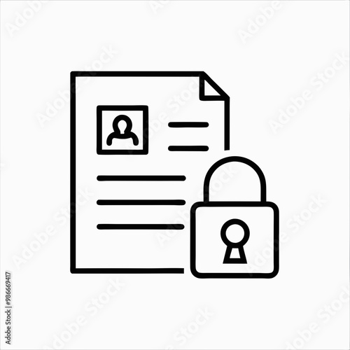 Document security icon, modern design, locked file with personal information, on white background