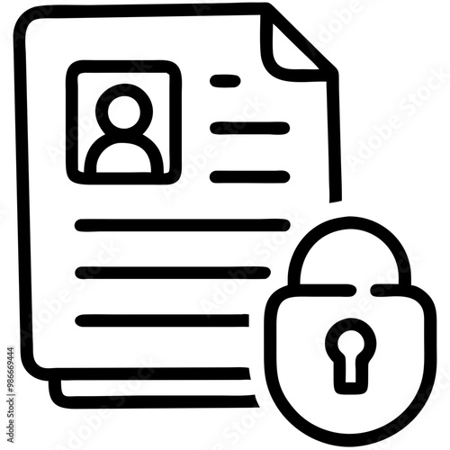 Document with a user icon and padlock symbol representing personal data security