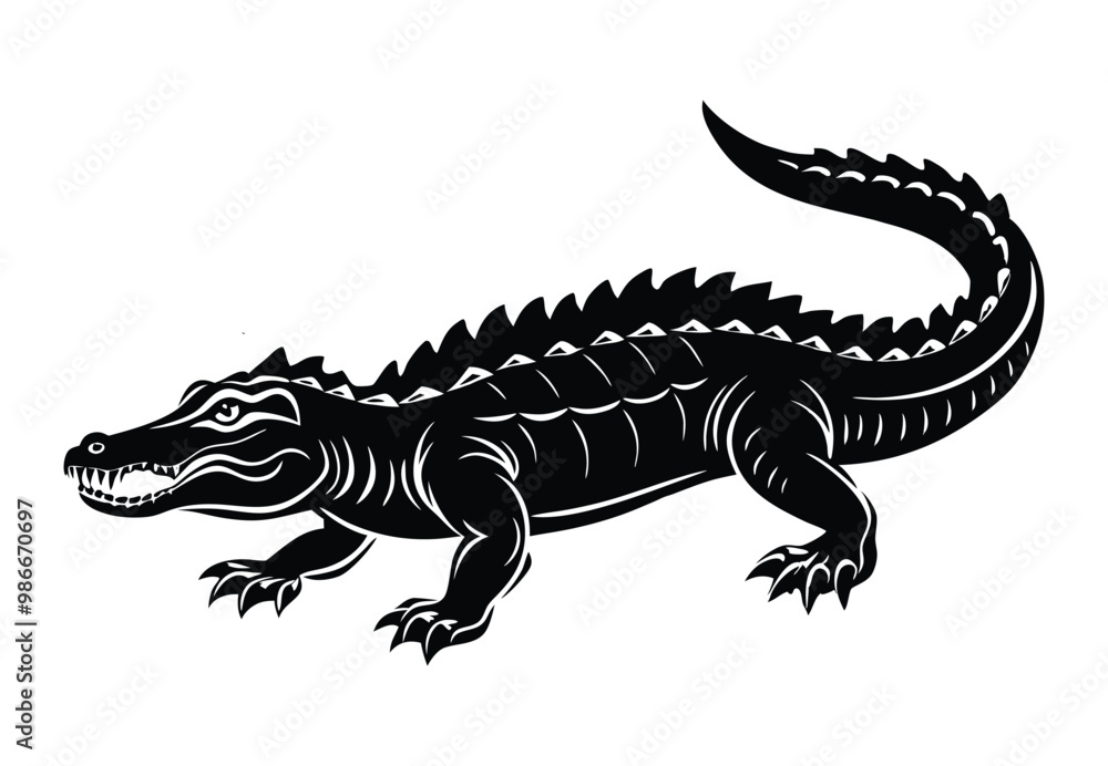 Fototapeta premium Crocodile silhouette vector