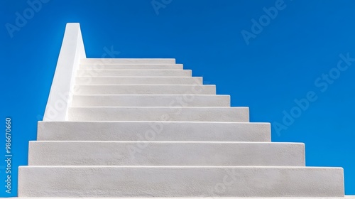 A modern staircase leading upwards captured from a lowangle view to emphasize growth and progress The staircase is set against a clean bright background with natural light symbolizing upward movement