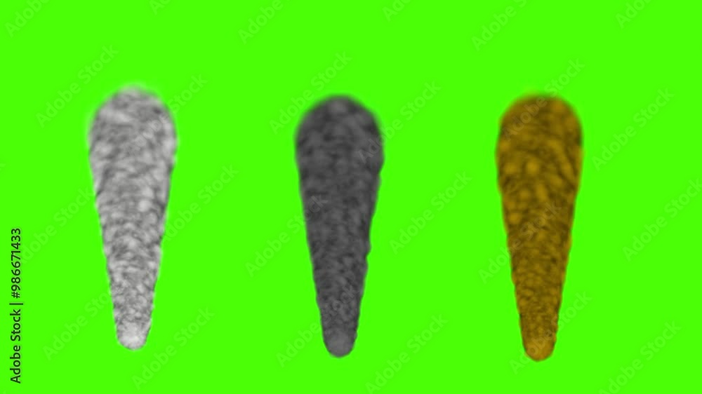 3D chimney three-color thick smoke on a green background. heavy factory smoke in 3 different color pollution animations, explosion Blast fume, old train exhaust 4k high-resolution video on chroma key 3D chimney three-color thick smoke on a green background. heavy factory smoke in 3 different color pollution animations, explosion Blast fume, old train exhaust 4k high-resolution video on chroma key