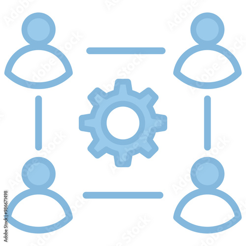 Teamwork icon with line color style