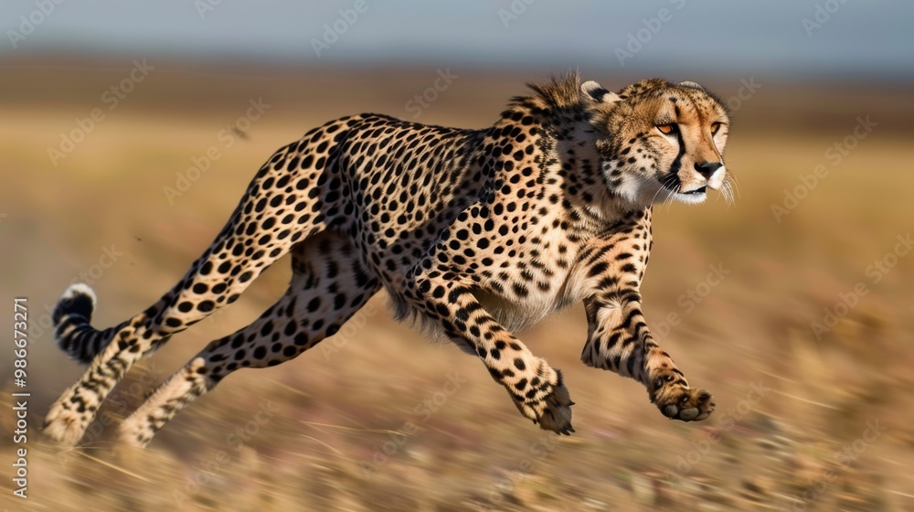 A sleek cheetah in mid-sprint across the savannah, its powerful muscles and intense gaze highlighting its incredible speed and agility. A sleek cheetah in mid-sprint across the savannah, its powerful muscles and intense gaze highlighting its incredible speed and agility.