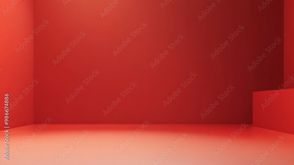 Obraz premium A simple red room with one wall set back from the others, creating a corner.