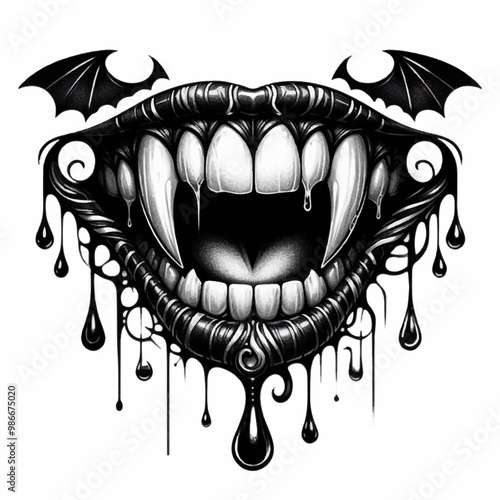 vampire teeth halloween tattoo