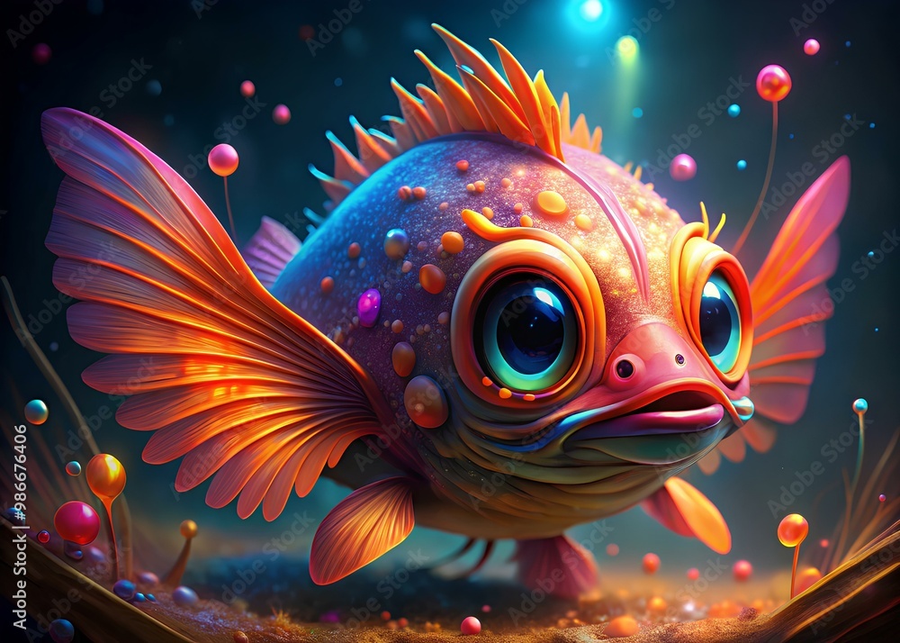 Animated Orange Fish with Playful Expression Stock Image Animated Orange Fish with Playful Expression Stock Image