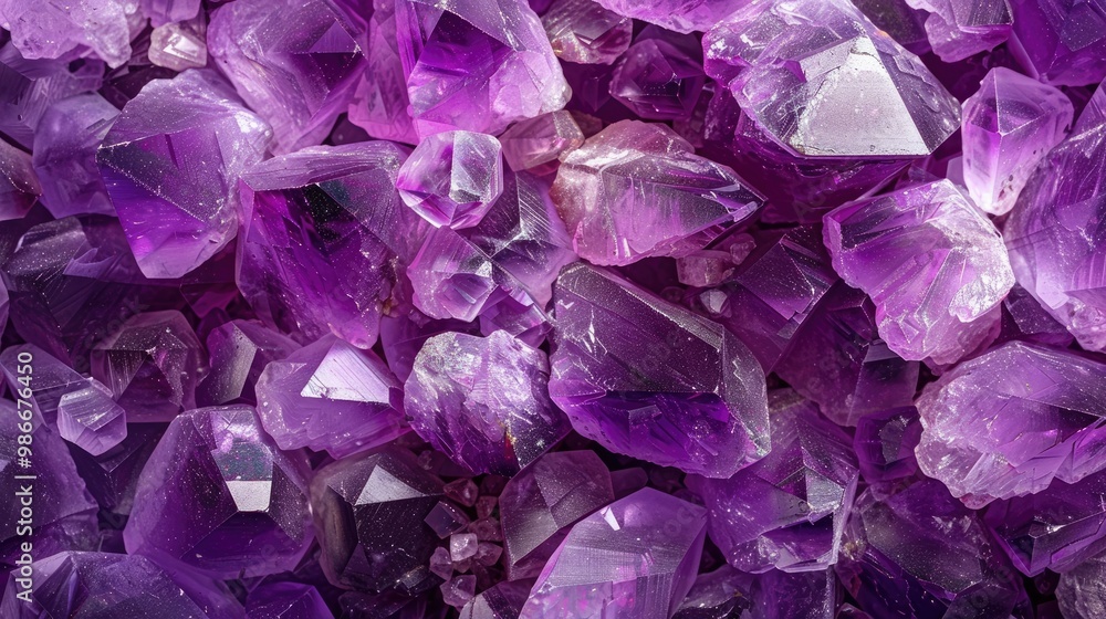 Vibrant Purple Amethyst Geode Crystal Cluster with Prismatic Reflections Closeup of a stunning natural amethyst geode formation displaying its intricate crystalline structure and glimmering Vibrant Purple Amethyst Geode Crystal Cluster with Prismatic Reflections Closeup of a stunning natural amethyst geode formation displaying its intricate crystalline structure and glimmering