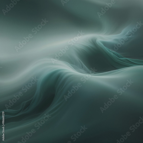 Wallpaper Mural Abstract Flowing Misty Waves in Greenish Hues Torontodigital.ca