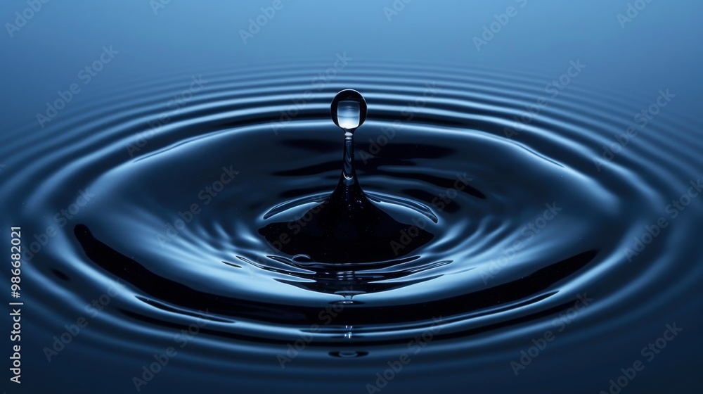 A single water drop creates a ripple effect on the surface of still water, showcasing the beauty of nature's simple patterns. A single water drop creates a ripple effect on the surface of still water, showcasing the beauty of nature's simple patterns.
