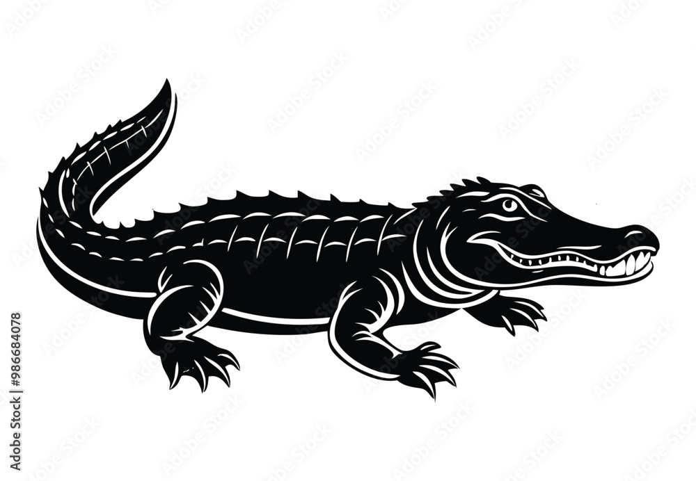 Obraz premium Alligator silhouette vector
