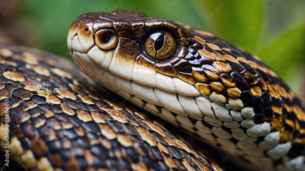 Close up view of a snake with its typical detailed scales Close up view of a snake with its typical detailed scales