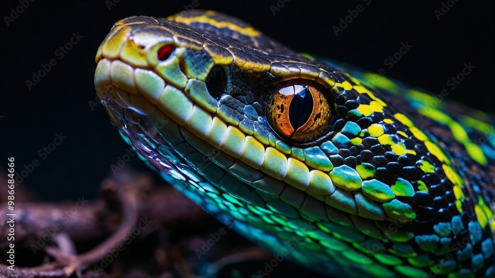 Close up view of a snake with its typical detailed scales Close up view of a snake with its typical detailed scales