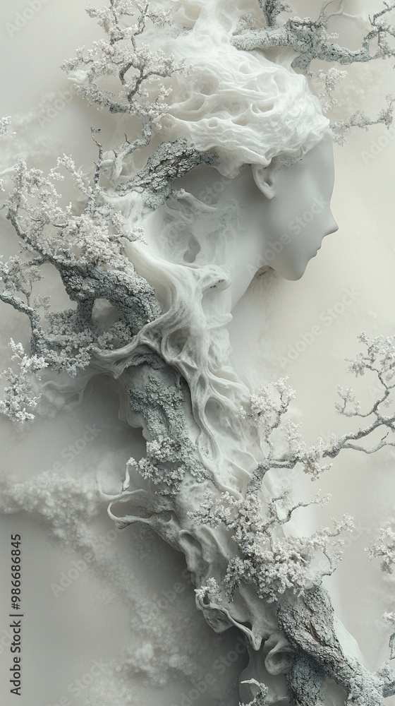 Abstract White Sculpture: Dreamlike Branches and Organic Forms Abstract White Sculpture: Dreamlike Branches and Organic Forms
