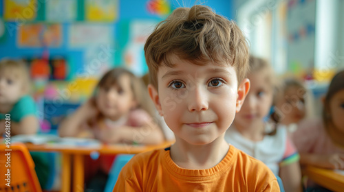 Candid school portrait in a classroom