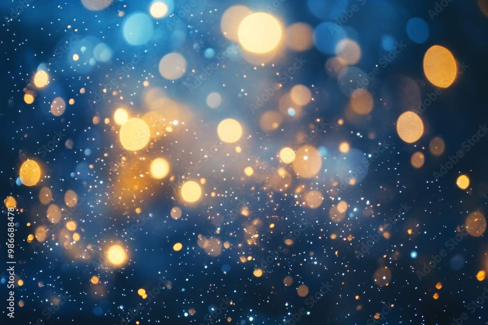 Stunning gold and blue fireworks with bokeh effect for new year s eve celebration background Stunning gold and blue fireworks with bokeh effect for new year s eve celebration background