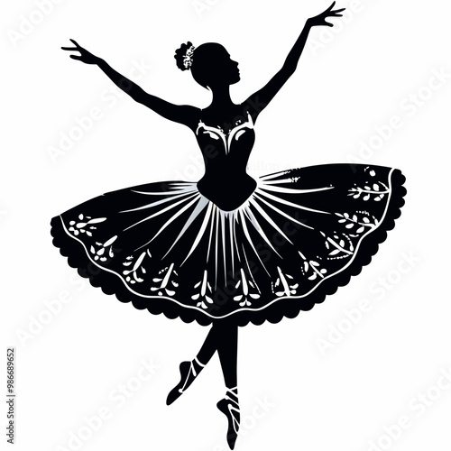Ballet dancer silhouette in an elegant pose showcasing grace and beauty on stage
