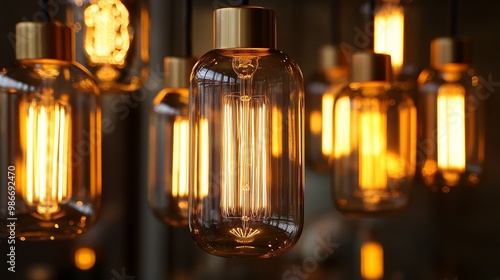 Vintage Edison bulbs illuminate a cozy space with warm, golden light, creating an atmospheric ambiance perfect for intimate gatherings or retro-inspired decor.