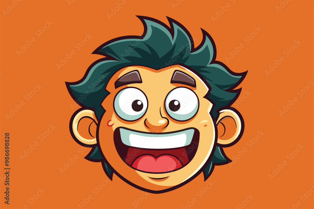 A playful cartoon face with a dizzy expression and vibrant hair shows cheerful emotions, Customizable cartoon illustration of a dizzy face. A playful cartoon face with a dizzy expression and vibrant hair shows cheerful emotions, Customizable cartoon illustration of a dizzy face.