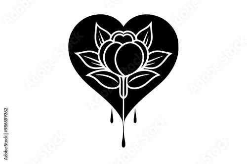 bleeding  heart  flower  silhouette,flower icon illustration