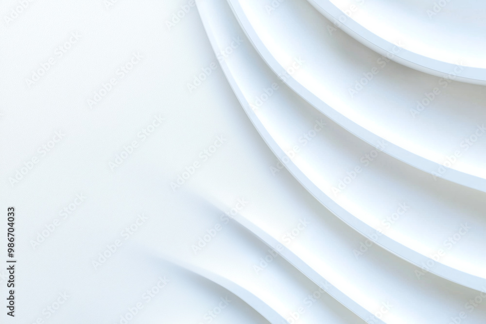 Layered white paper creating soft curves and waves in a minimalist design on a light background Layered white paper creating soft curves and waves in a minimalist design on a light background
