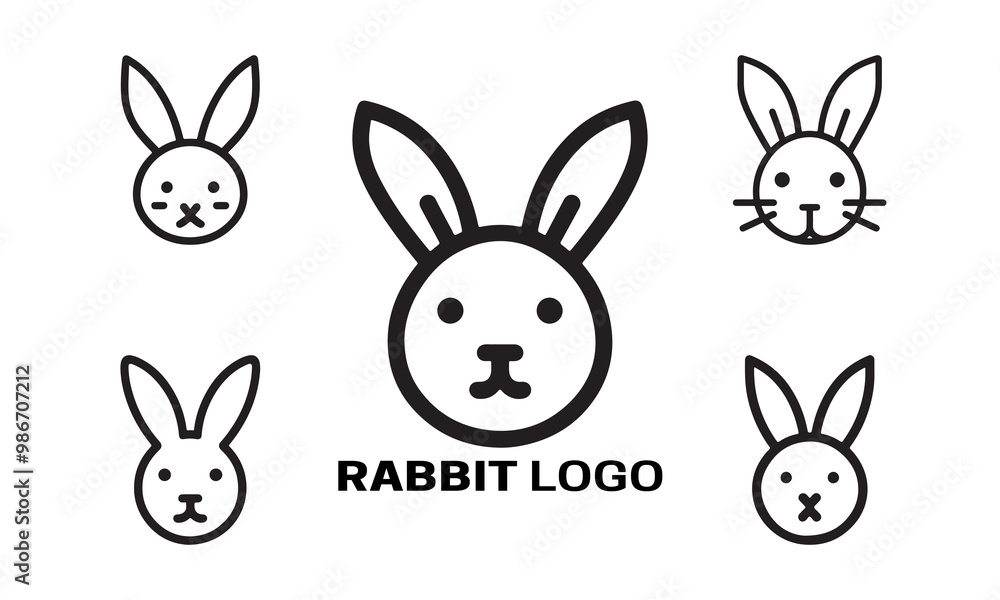 Set of Rabbit line art logo design vector illustration. Set of Rabbit line art logo design vector illustration.