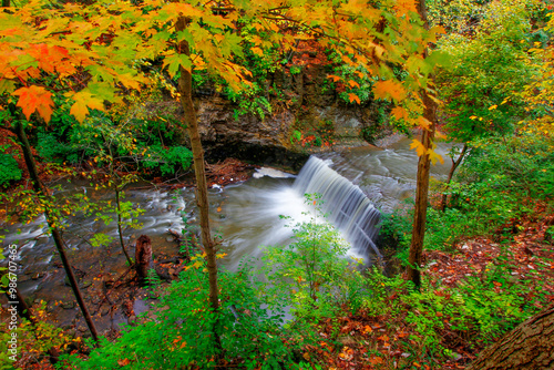 Photography Indian Run Falls Park in Autumn, Dublin, Ohio