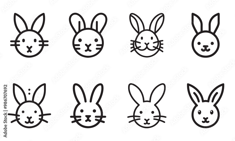 Set of Rabbit line art logo design vector illustration. Set of Rabbit line art logo design vector illustration.