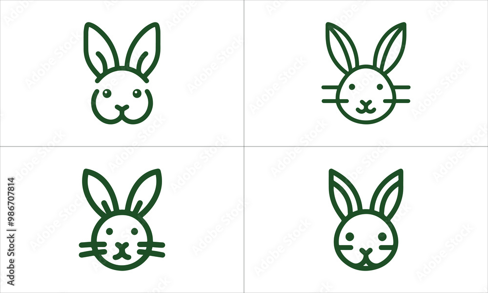 Set of Rabbit line art logo design vector illustration. Set of Rabbit line art logo design vector illustration.