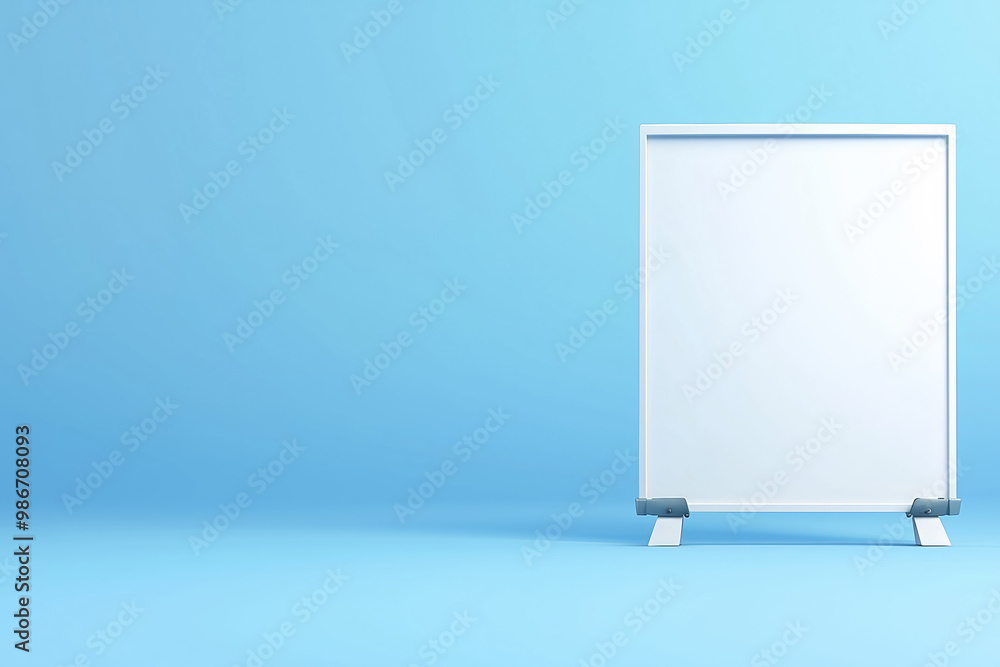 Blank presentation board on a bright blue background in a modern, minimalistic setting Blank presentation board on a bright blue background in a modern, minimalistic setting