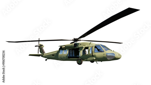 military helicopter isolated on white
