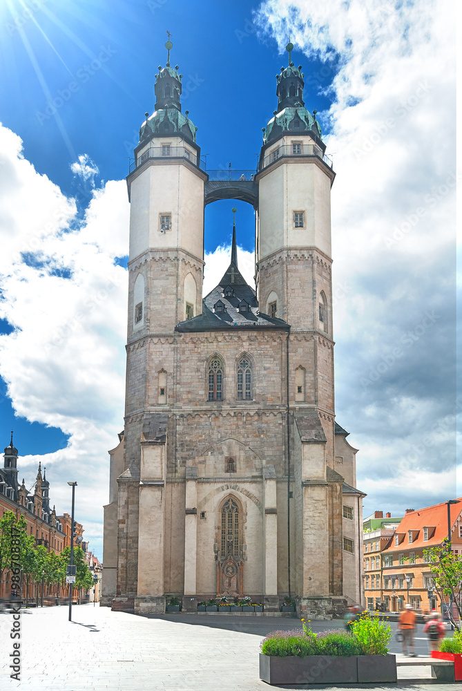 The Marktkirche Unser Lieben Frauen (Market Church of Our Dear Lady) in the centre of Halle, Saxony-Anhalt, Germany The Marktkirche Unser Lieben Frauen (Market Church of Our Dear Lady) in the centre of Halle, Saxony-Anhalt, Germany