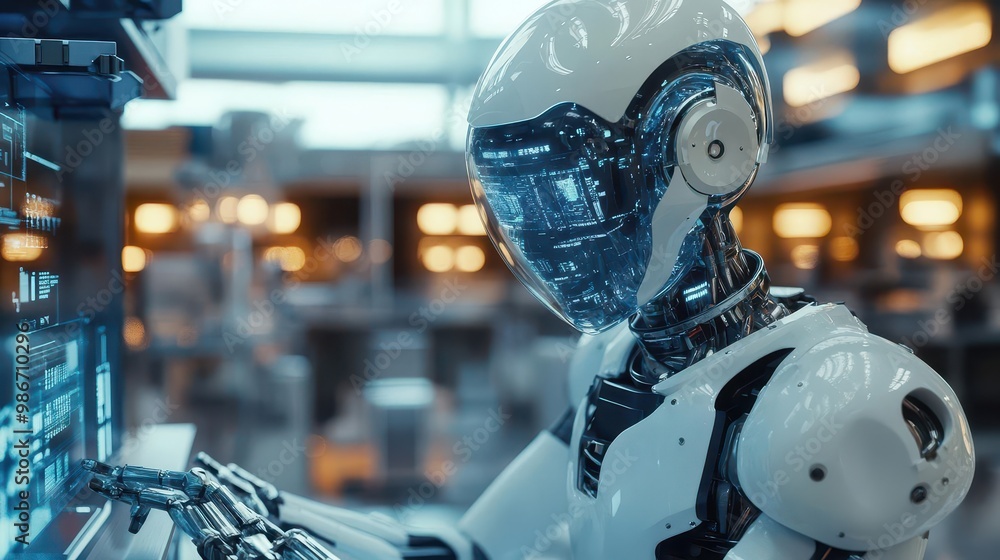 Artificial intelligence development in a high-tech lab, futuristic setting, sharp focus, bright lighting, high detail Artificial intelligence development in a high-tech lab, futuristic setting, sharp focus, bright lighting, high detail